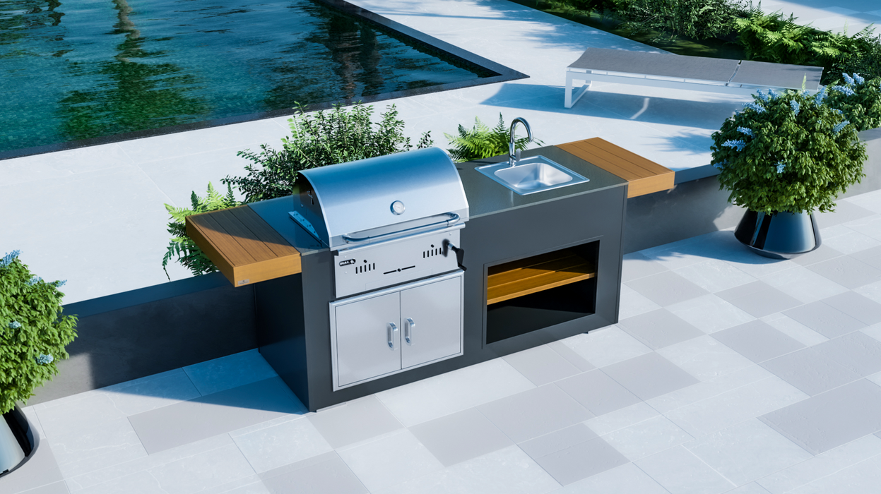 Outdoor Kitchen Bull Bison Charcoal Grill + Sink + Premium Cover 7F