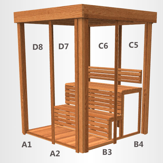 Indoor 550 Pure Cube Sauna - 3 Person - Clear Red Cedar