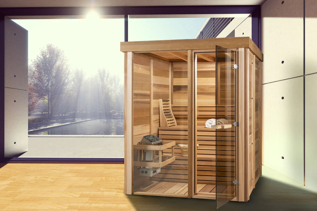 Indoor 550 Pure Cube Sauna - 3 Person - Clear Red Cedar