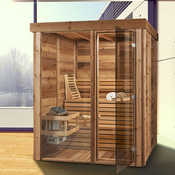 Indoor 552 Pure Cube Sauna - 3 Person - Knotty Red Cedar