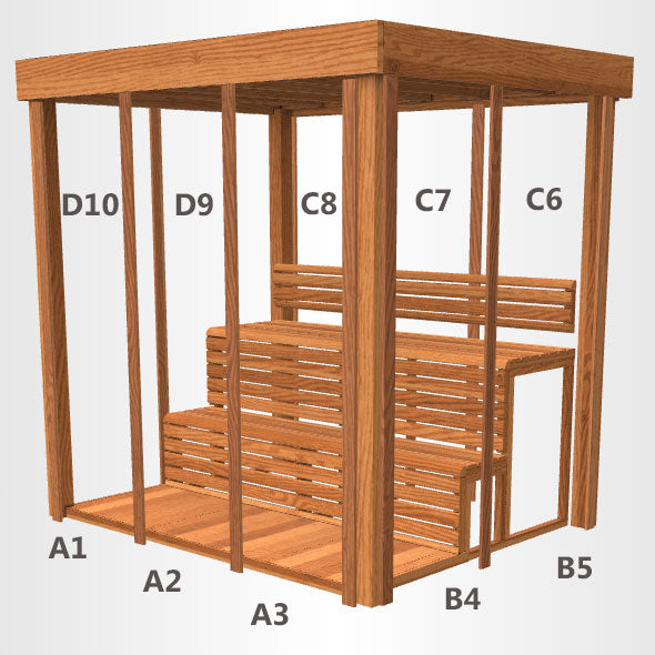 Indoor 570 Pure Cube Sauna - 4 Person - Clear Red Cedar