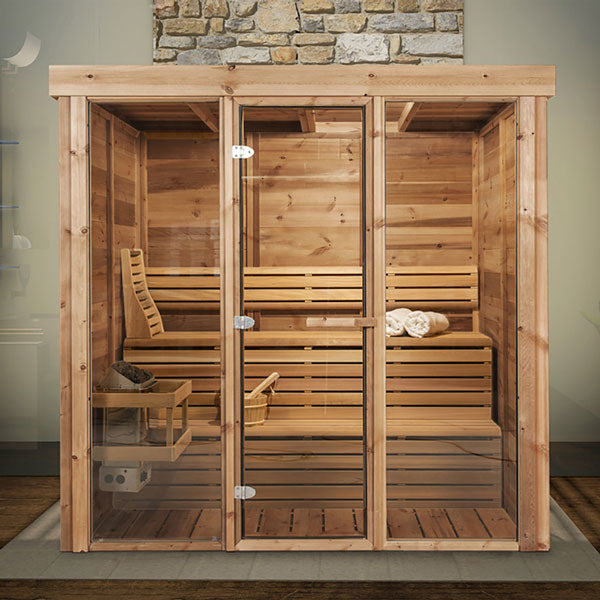Indoor Pure Cube Sauna - 4 Person - Knotty Red Cedar