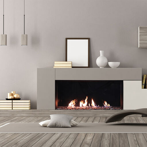 Plaza 75'' Linear, Single-Sided, Glass Barrier, Fireplace