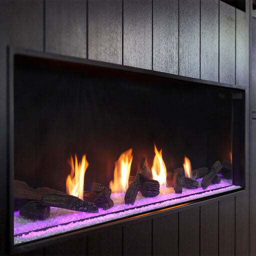 Plaza 55'' Linear, Single-Sided, Glass Barrier, Fireplace