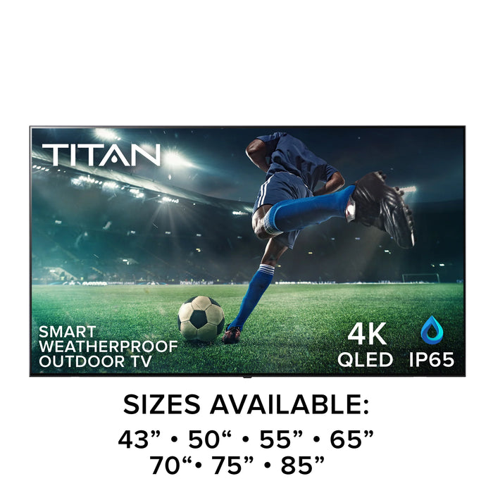 Titan Full Sun Outdoor Smart TV 4K QLED 60hz HDR10 Mil-Spec IP65 Weatherproof Nanocoated WiFi Bluetooth Tizen Alexa Google Apple AirPlay 2 (MS-Q60C)