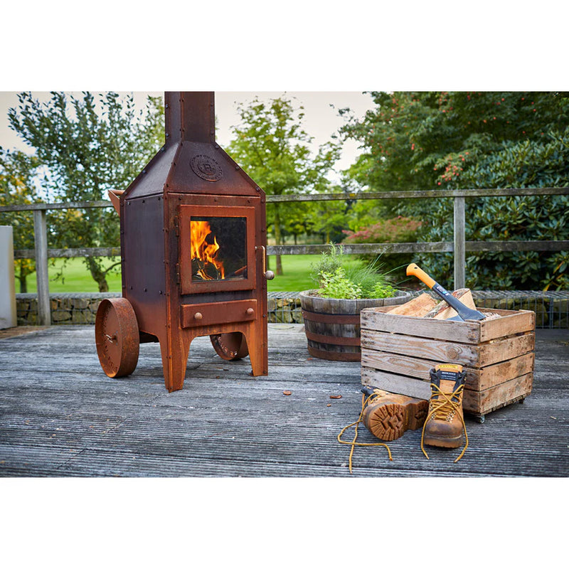 Bijuga 3mm CorTen Steel With Two Wheels and a Push Bar Outdoor Fireplace | RB73