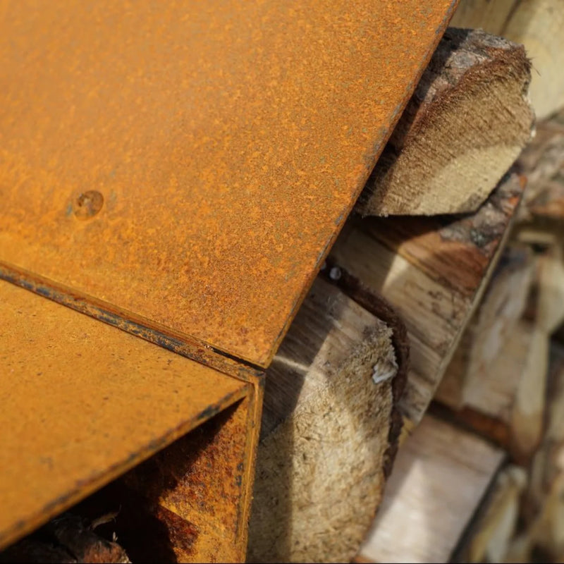 Wood Storage Bruges 3 Houses CorTen Steel  | RB73