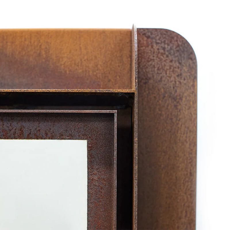 Fennek 50 4-Sided Glass CorTen Steel Wood-Burning Outdoor Fireplace | RB73