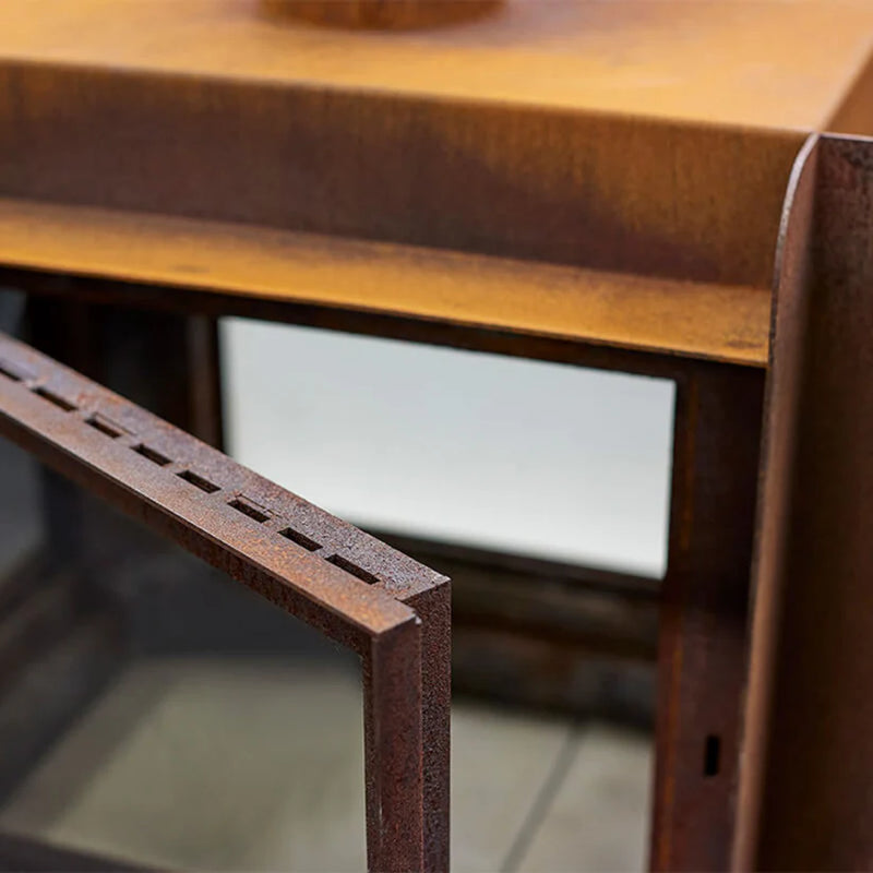 Fennek 80 4-Sided Glass CorTen Steel Wood-Burning Outdoor Fireplace | RB73