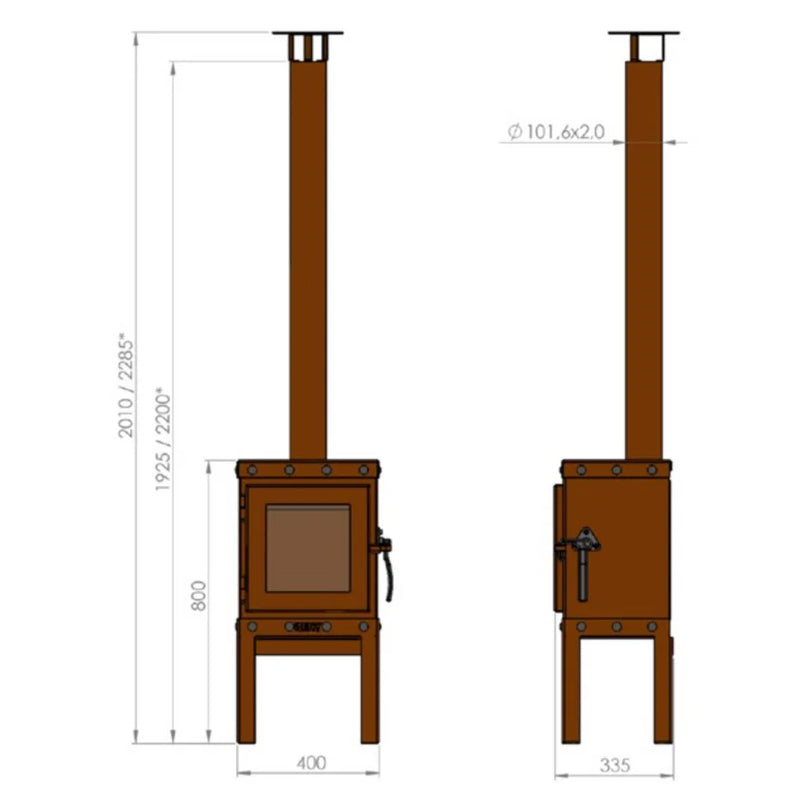 Piqua Compact CorTen Steel Wood Stove | RB73