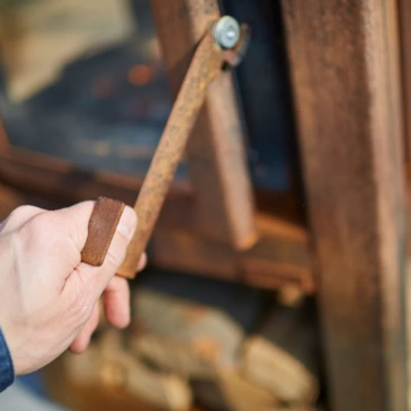 Quaruba MOBILE 4-Sided Glass CorTen Steel Wood-Burning Outdoor Fireplace | RB73