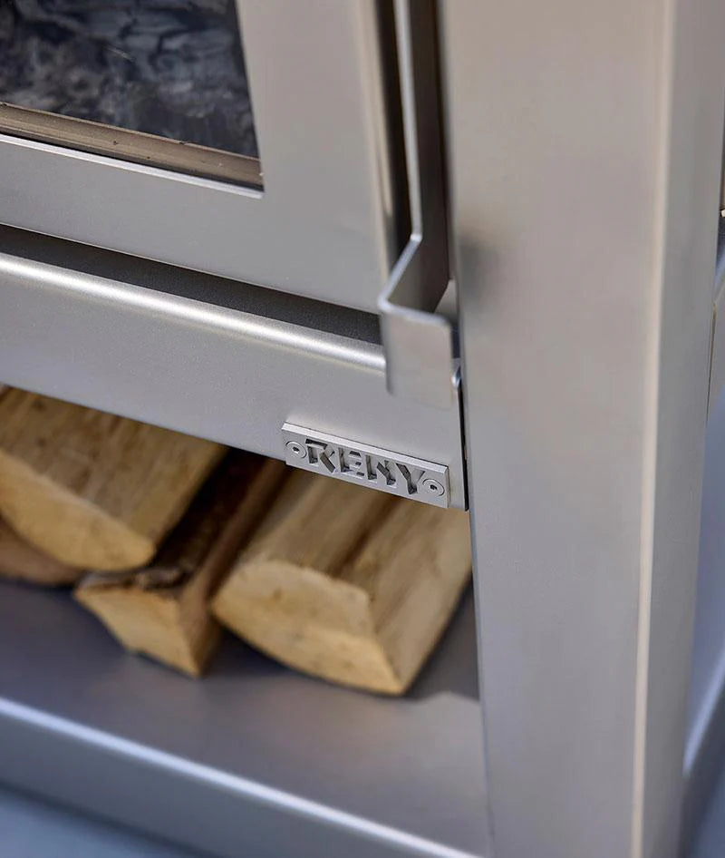 Quaruba MOBILE 4-Sided Glass Matte Stainless Steel Wood-Burning Outdoor Fireplace | RB73