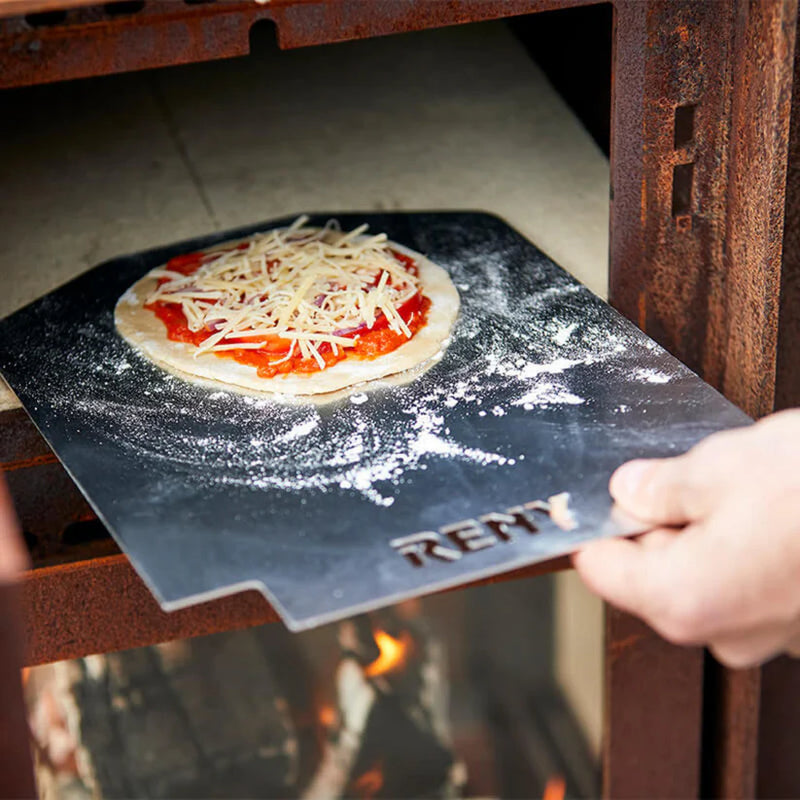 Quercus 3-sided Glass CorTen Steel Wood-Burning Fireplace and Oven | RB73