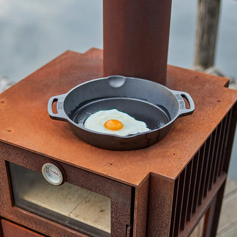 Quercus 3-sided Glass CorTen Steel Wood-Burning Fireplace and Oven | RB73