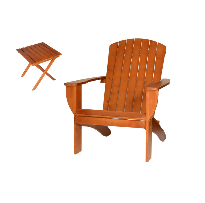 Redwood Extra-Wide Solid Cedar Adirondack Chair with Built-In Bottle Opener and Matching Folding Table