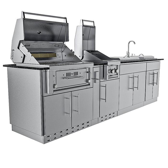 THE ALAMO 10 Foot Outdoor Cabinet Island Package with Hybrid Grill – SCPALAMO10