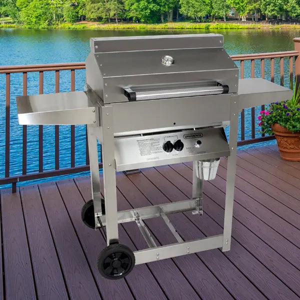 Phoenix SDRIVDDP 53 Inch Freestanding Liquid Propane Grill with 2 Standard Burners, 400 sq. inch Grilling Surface Size, Side Table, Stainless Steel Side Shelves in Stainless Steel