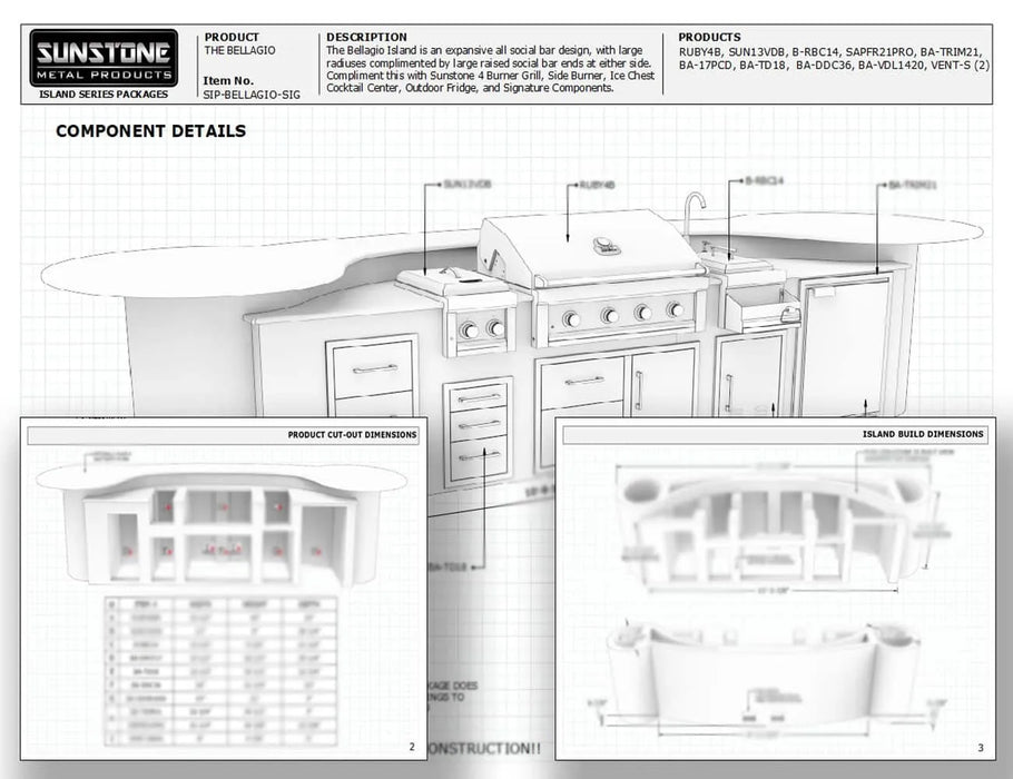 Bellagio 14ft Island Design with Grill and Component Package – SKPBellagio