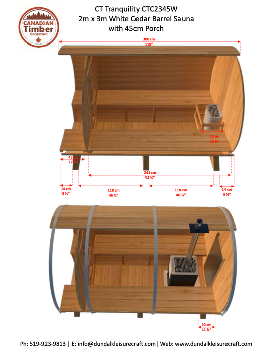 Dundalk Canadian Timber White Cedar Tranquility Outdoor | 2-4 People | Wood or Electric Heater sauna Dundalk Leisurecraft   