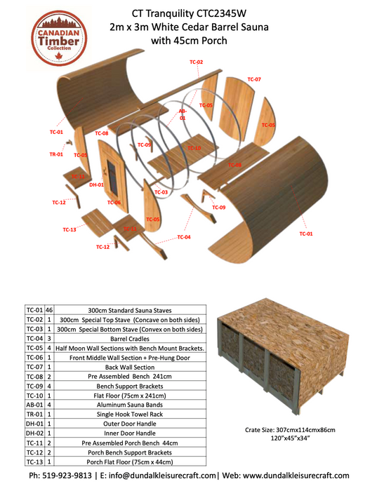 Dundalk Canadian Timber White Cedar Tranquility Outdoor | 2-4 People | Wood or Electric Heater sauna Dundalk Leisurecraft   