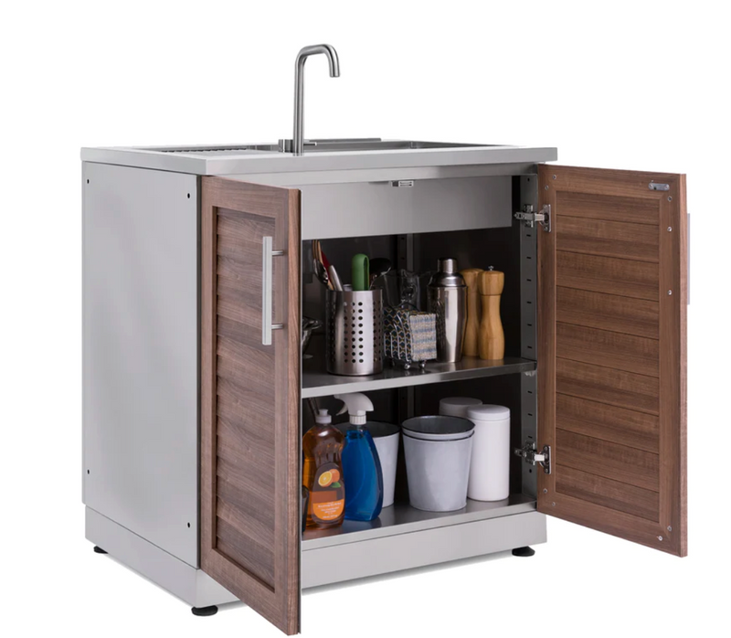 Outdoor Kitchen 10-piece Grove Stainless Steel with Drop-In Stainless Steel Platinum Grill outdoor funiture New Age   