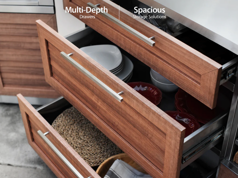 Outdoor Kitchen 10-piece Grove Stainless Steel with Drop-In Stainless Steel Platinum Grill outdoor funiture New Age   