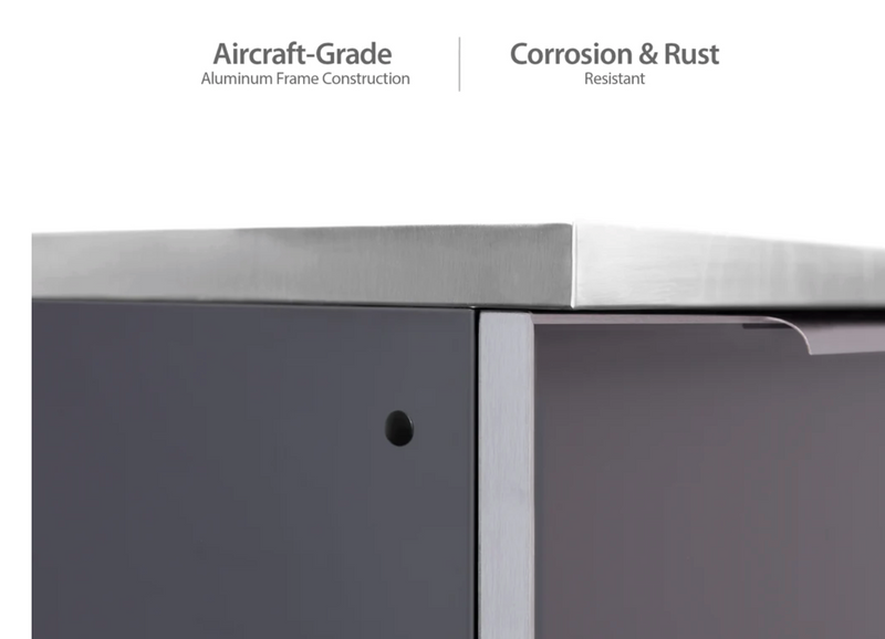 Outdoor Kitchen Aluminum 4 Piece Cabinet Set with Bar, Sink and Kamado Cabinet + Kamado + Countertop