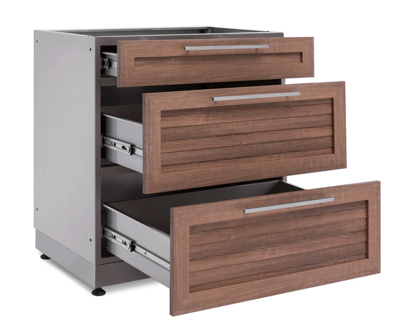 Outdoor Kitchen Stainless Steel 4 Piece Cabinet Set with 3-Drawer, Bar and Kamado Cabinet + Kamado + Countertop