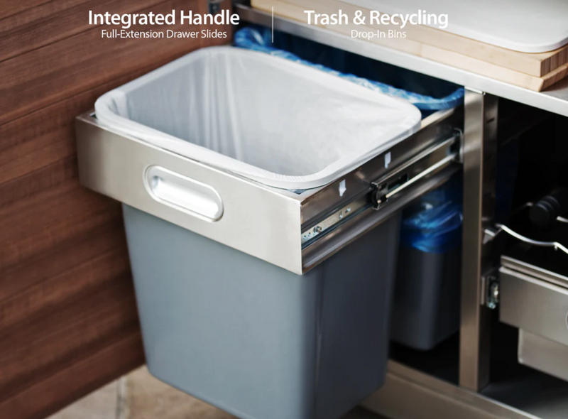 Outdoor Kitchen Stainless Steel 4 Piece Cabinet Set with Bar, Sink and Kamado Cabinet + Kamado + Countertop