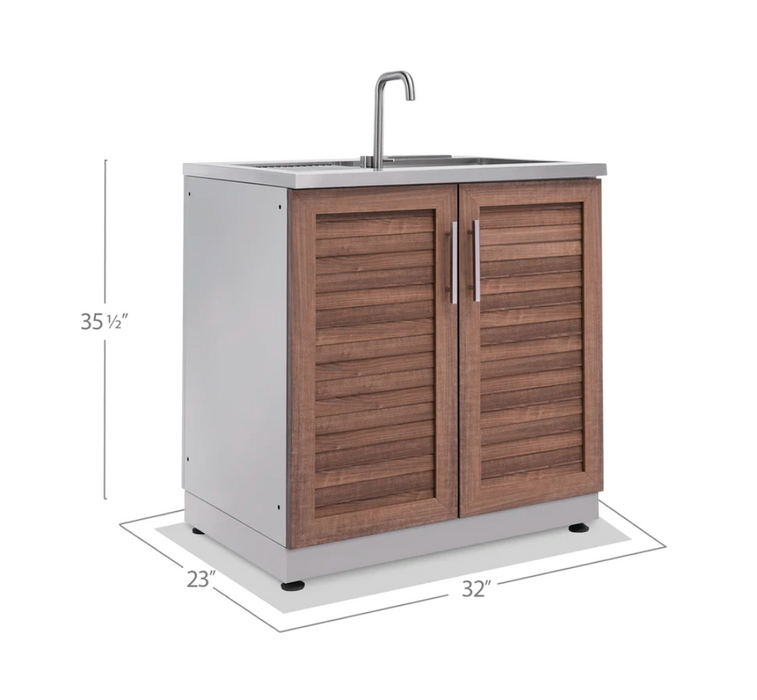 Outdoor Kitchen Stainless Steel Grove Double door + 3-Drawer + Sink Cabinet