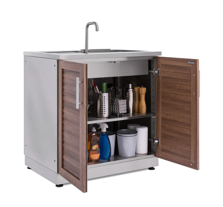 Outdoor Kitchen Stainless Steel Grove 2x Double Doors + Sink Cabinet
