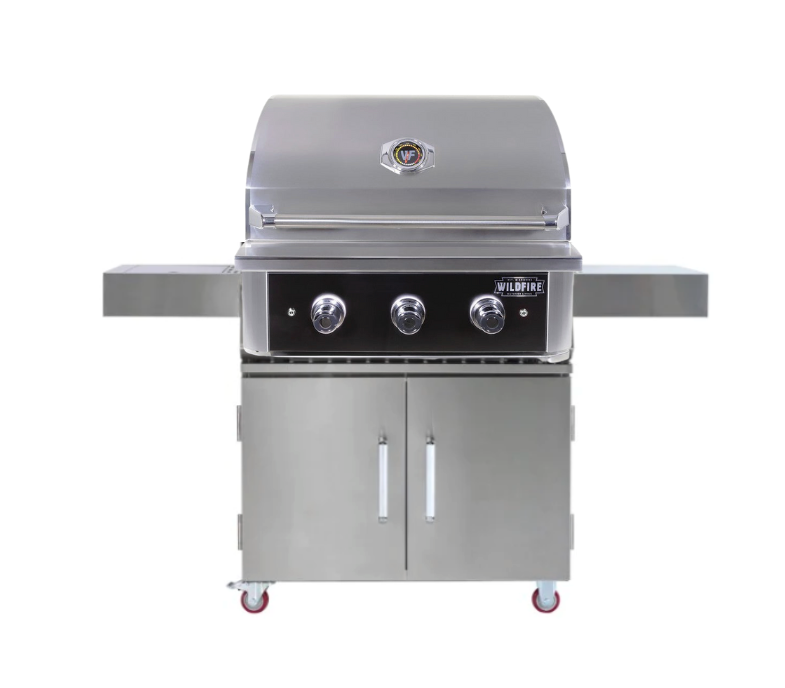 Wildfire Ranch PRO 30" Gas Grill, Black 304 Stainless Steel - On Cart