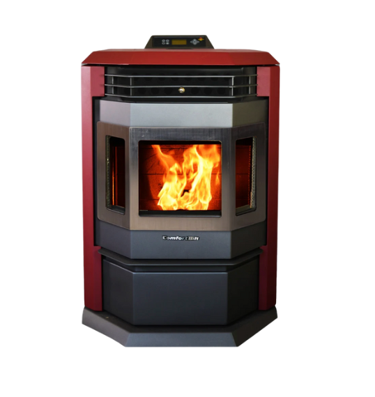 ComfortBilt HP22-SS 2,800 sq. ft. EPA Certified Pellet Stove with Auto Ignition 80 lb-Burgundy