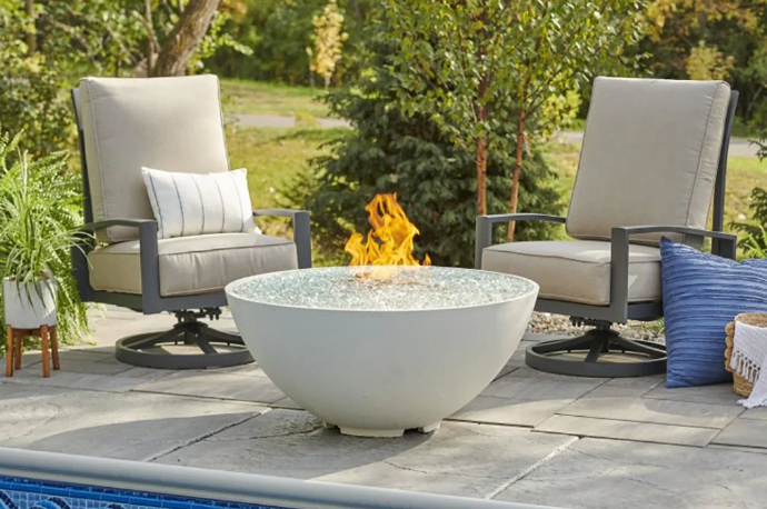 The Outdoor GreatRoom Company CV-30E Cove Edge Round Gas Fire Pit, 42-Inch - White