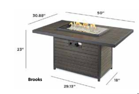 The Outdoor GreatRoom Company BRK-1224-19-K Brooks Gas Fire Pit Table, 30.75x50-Inches