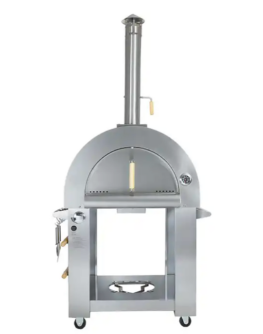 Kokomo 32 Inch Dual Fuel Gas or Wood Fired Stainless Steel Pizza Oven