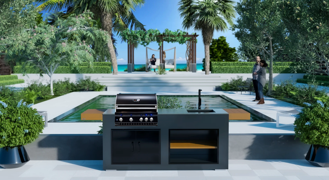Outdoor Kitchen Bonfire 4 burner Grill unit with Sink - 7F
