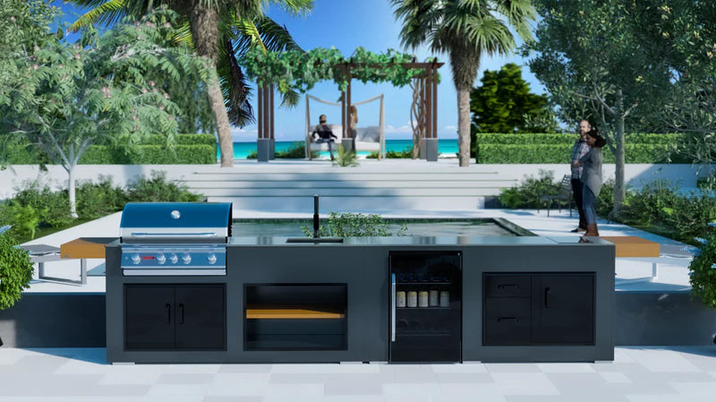 Grillandia Outdoor Kitchen Paired with Bull Angus Barbecue | 14.4ft