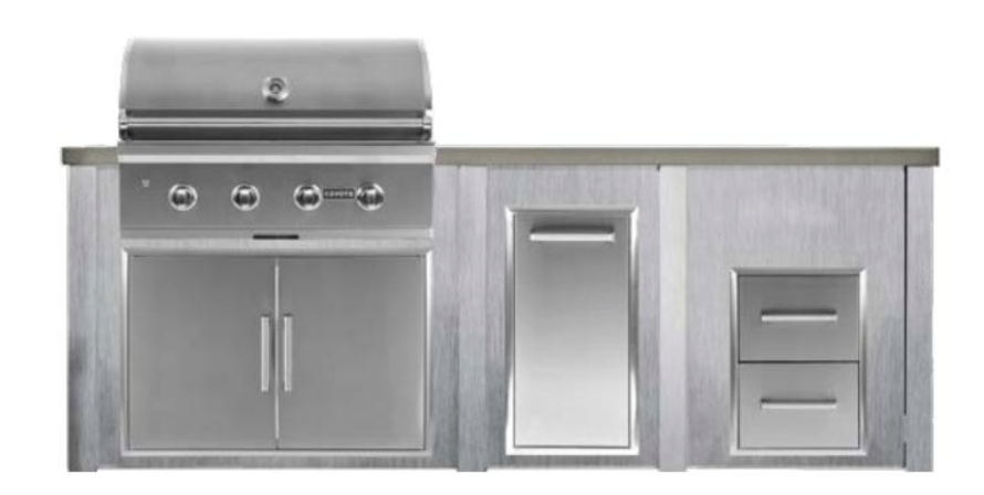 Stainless Steel Kitchen Cabinets with Center Island