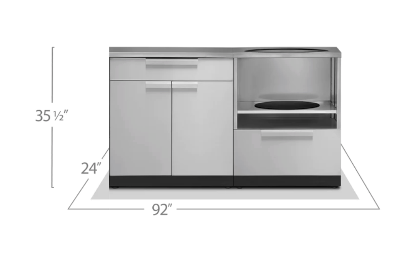 Outdoor Kitchen Stainless Steel 3 Piece Cabinet Set with 3-Drawer, Bar and Kamado Cabinet