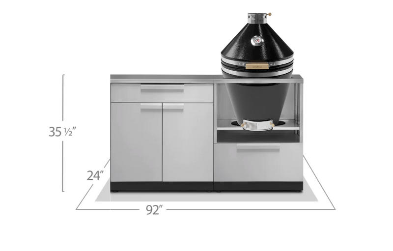 Outdoor Kitchen Stainless Steel 3 Piece Cabinet Set with 3-Drawer, Bar and Kamado Cabinet
