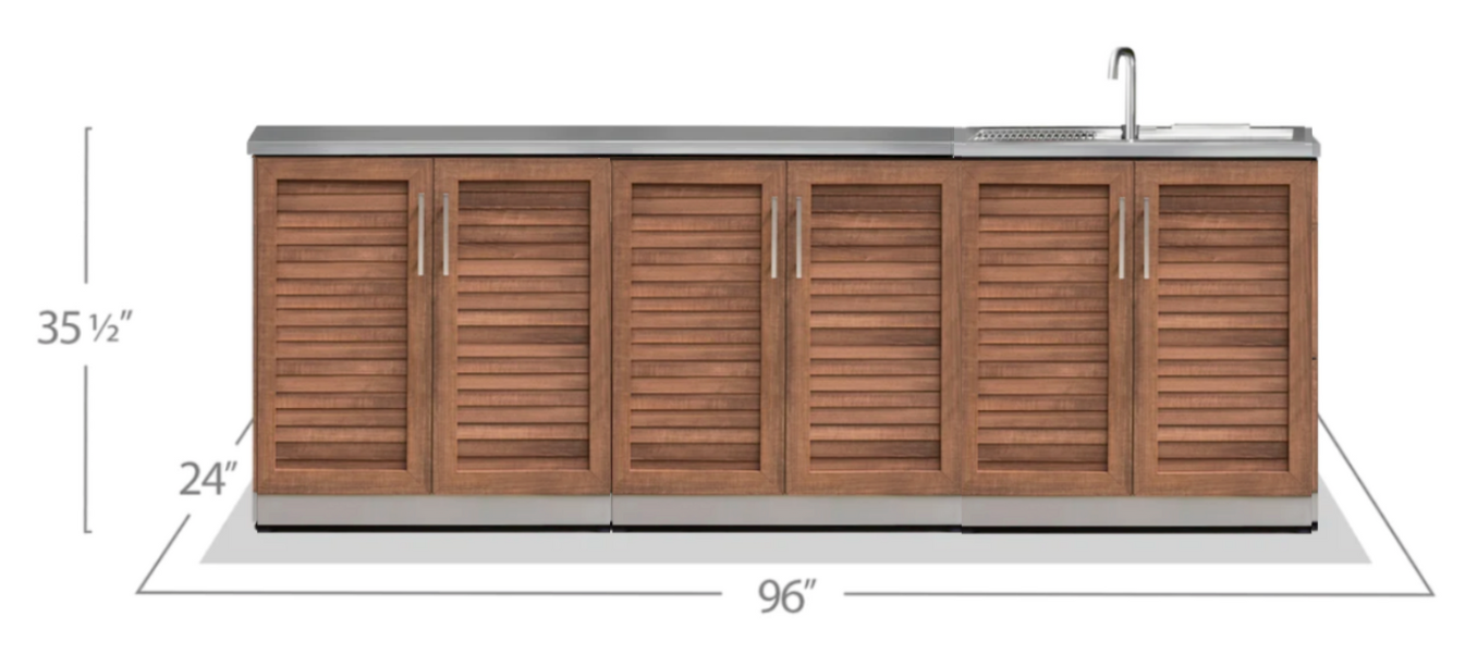 Outdoor Kitchen Stainless Steel Grove 2x Double Doors + Sink Cabinet