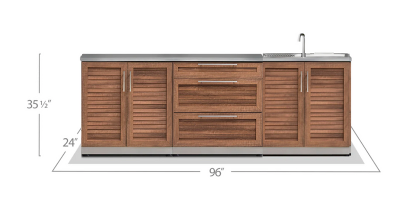 Outdoor Kitchen Stainless Steel Grove Double door + 3-Drawer + Sink Cabinet