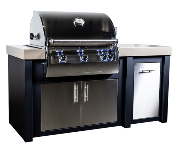 Fire Magic 71" Outdoor Kitchen Island Refrigerator Bundle with FireMagic Echelon Diamond E660I NG Built-In Grill