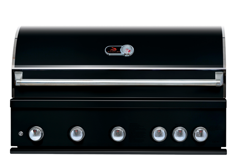 Whistler 42-Inch 5-Burner Built-In Gas Grill With Rear Infrared Burner, Grill Lights, Rotisserie Kit & Cover - Black Stainless