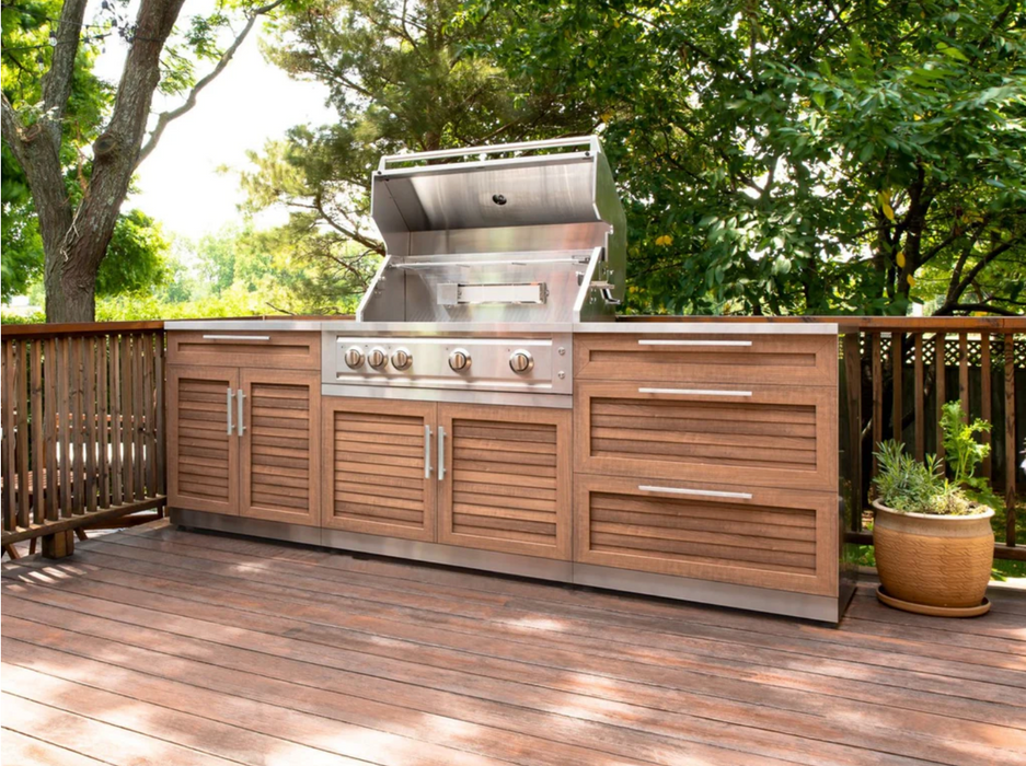 Outdoor Kitchen 4-piece Grove Stainless Steel + Counter Top 96"