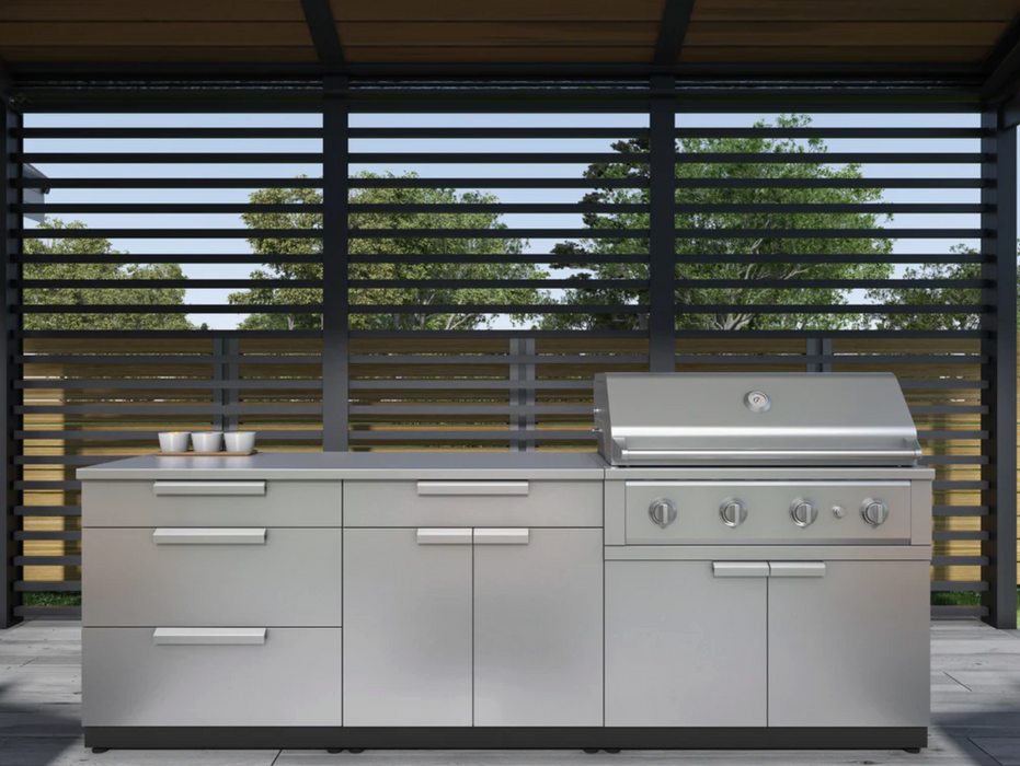 Outdoor Kitchen Stainless Steel 3 Piece Cabinet Set + 33'' Grill