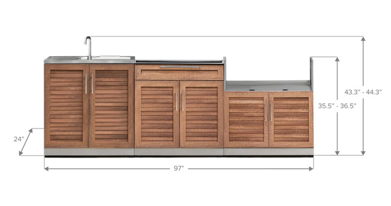 Outdoor Kitchen 3-piece Grove Stainless Steel with Drop-In Stainless Steel Platinum Grill