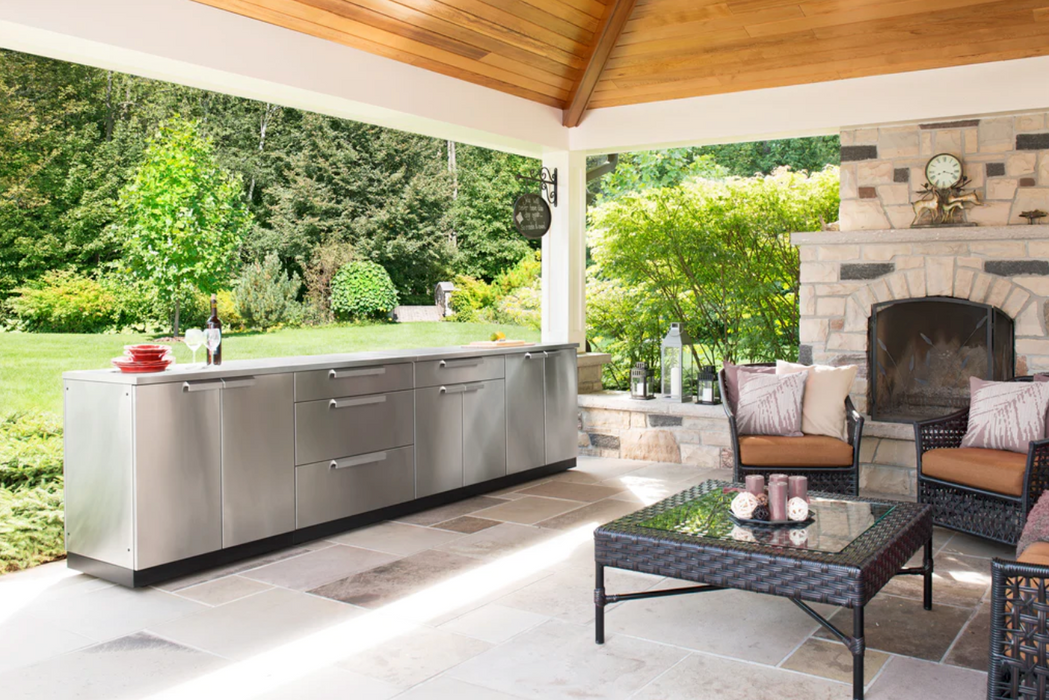 Outdoor Kitchen 3-piece Classic Stainless Steel with Drop-In Stainless Steel Platinum Grill