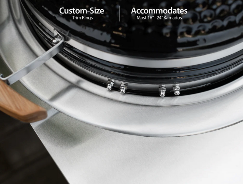 Outdoor Kitchen Aluminum 4 Piece Cabinet Set with 3-Drawer, Bar and Kamado Cabinet + Kamado + Countertop